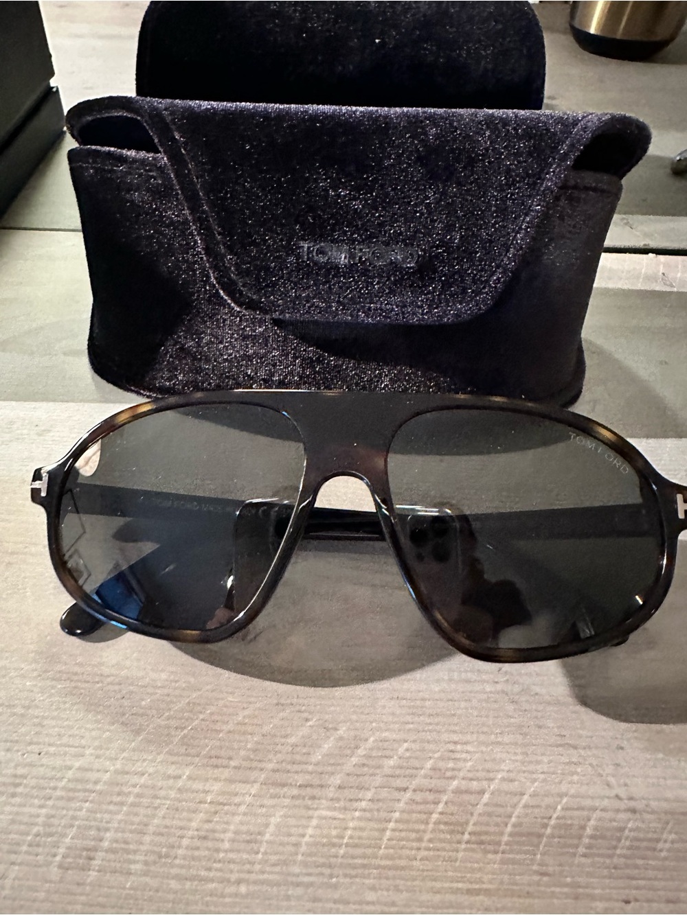 Tom Ford Black and Tortoise Aviator Sunglasses